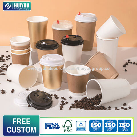 Gelas Kertas Sekali Pakai Dinding Ganda dengan Tutup, Gelas Kertas Dinding Tunggal Logo Kustom, Gelas Kopi untuk Minuman Panas Minuman Dingin for sale at factory direct price