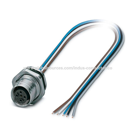 Conector M12 com trava frontal push-pull, fêmea, fixação por parafuso, grau de impermeabilização, conector de placa para fios simples, 3, 4, 5, 8, 12 pinos, em conformidade com RoHs e Reach for sale at factory direct price