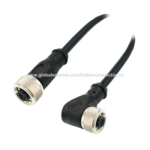 Cabo conector M12 fêmea reto/angular, montagem em porta com polia, não blindado, 3P 4P 5P 8P 12P, conector push-pull for sale at factory direct price