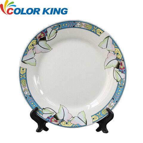 Pratos de cerâmica para sublimação com borda colorida, prato com logotipo personalizado, impressão de fotos, cerâmica em branco, design simples e único, prato para alimentos for sale at factory direct price