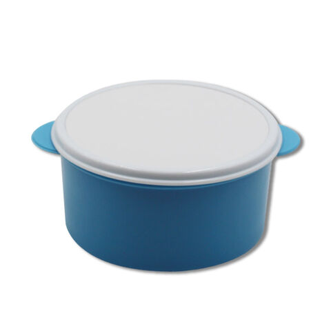 Lancheira redonda de plástico para sublimação com logotipo personalizado, impressão de fotos, design simples e exclusivo, disponível em três cores. for sale at factory direct price