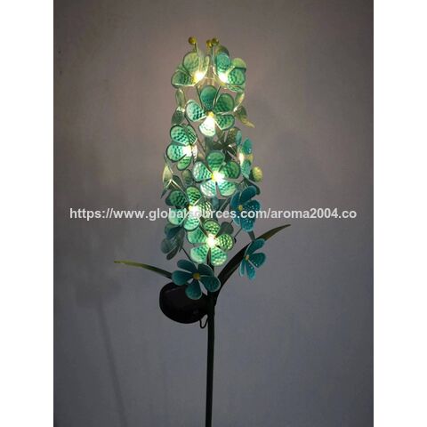 Fabricante de estacas de flores de metal com luzes LED solares para gramado, pátio, jardim, decoração exterior