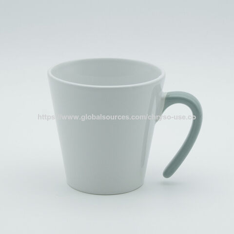 Heiß verkaufte Tasse mit Logo-Druck, farbiger Griff, weiße Tassen, Kaffeetasse, Steingutbecher