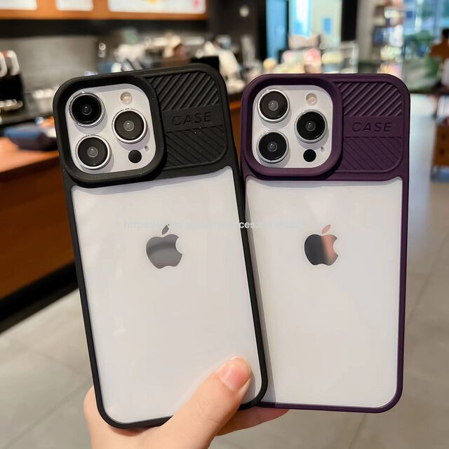 Funda para Teléfono de PC+TPU Transparente de Doble Color con Empalme, Funda 2 en 1 para iPhone 16 15 14 13 12 PRO Max