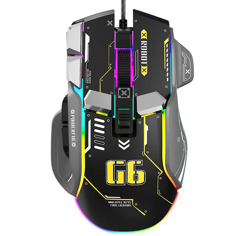 G6 ratón para juegos 12 ratón mecánico clave 12800 dpi ratón ergonómico con cable 10 macro clave programable 13 RGB ratón fresco para juegos for sale at factory direct price