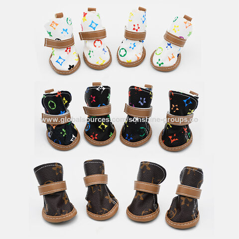 Juego de 4 zapatos para perros, botas de lluvia impermeables antideslizantes, protectores de patas para mascotas, ideal para perros pequeños tipo Teddy, para las cuatro estaciones: primavera, verano, otoño e invierno. for sale at factory direct price