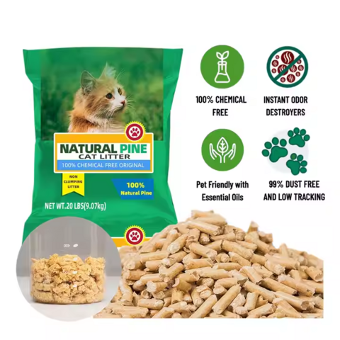 Vente en gros Personnalisation Litière pour chats écologique en bois naturel 6mm sans poussière Litière pour chats en bois de pin pour le nettoyage des chats for sale at factory direct price