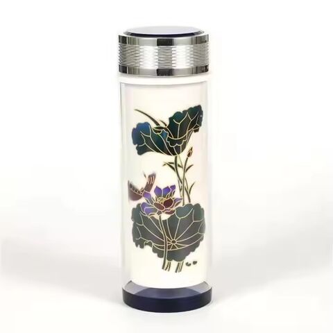 Copo de vidro de dupla camada de cerâmica inovador, copo que muda de cor, copo de água criativo para escritório de negócios, presente, logotipo personalizado for sale at factory direct price