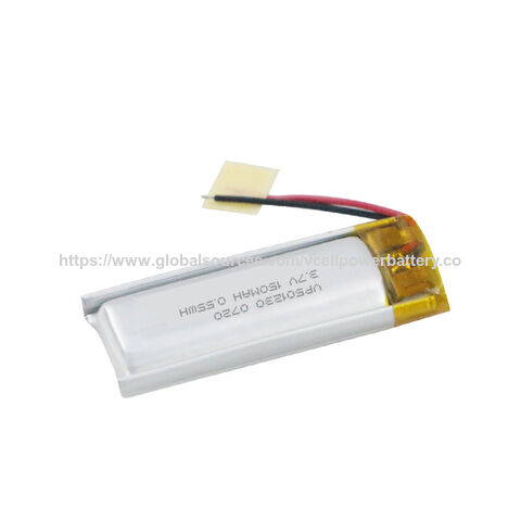 Batería de polímero de litio ultrafina recargable Lipo 3.7V 501230 de tamaño pequeño, 150mAh 200mAh para sensor de dispositivo inteligente y portátil