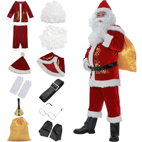 Weihnachtsmann Kostüm Rot Santa Kostüm Erwachsenenkostüm 12 Teile für Herren Ideal für Weihnachten und Cosplay. Weihnachtsmannkostüme für den Großhandel. for sale at factory direct price
