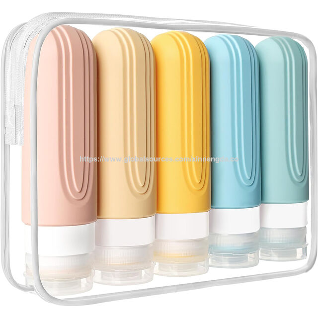 Kit de Botellas de Viaje a Prueba de Fugas de 90 ml/3 oz, Accesorios, Contenedores Portátiles para Artículos de Aseo, Juego de Botellas de Silicona Personalizadas para Viaje