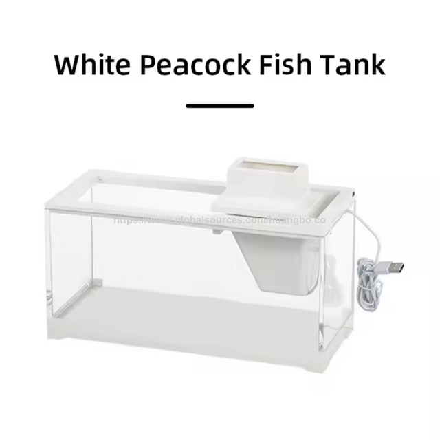 Acuario cuadrado de fábrica directamente, tanque de cría de peces de plástico USB, pequeño acuario de escritorio con bomba de agua y luz