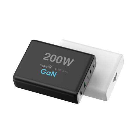 VINA 200W PD 100W شاحن GaN سريع من النوع C متعدد المنافذ للكمبيوتر المحمول والعديد من منافذ الشحن وكابل الشحن EU AU US UK