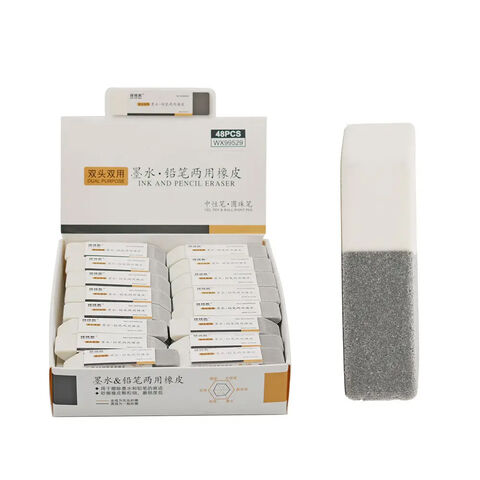 Goma de borrar pequeña, tipo lápiz, para frotar. Borrador promocional de fábrica para material de oficina y escolar.