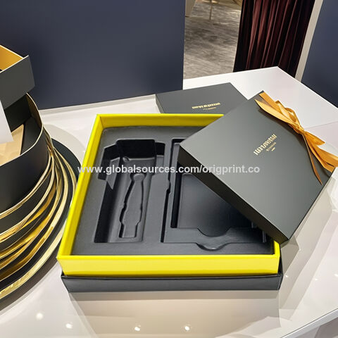 Boîte Cadeau Carrée Écologique avec Logo Personnalisé, Lamination Brillante et Intérieur avec Plateau en Plastique pour Emballage Cadeau