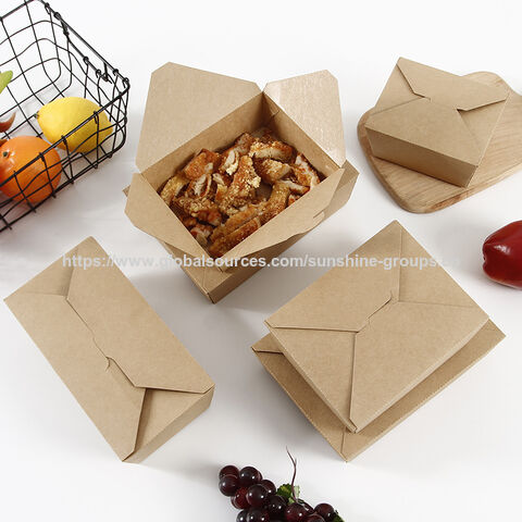 Caja de papel desechable para comida rápida, pollo frito, almuerzo para llevar, embalaje, ensalada, caja de almuerzo de papel kraft a prueba de aceite