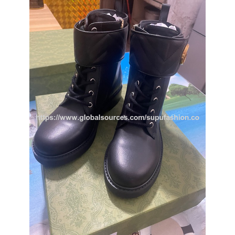 Botas de moda para mujer a precio de fábrica, botas de cuero negro de alta calidad para mujer