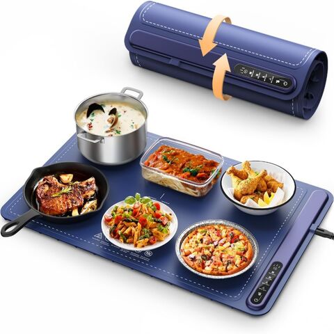 Tapete Aquecedor de Alimentos - Bandeja Elétrica de Aquecimento Rápido em Silicone com 4 Níveis de Temperatura, Pés Elevados Protegem a Mesa