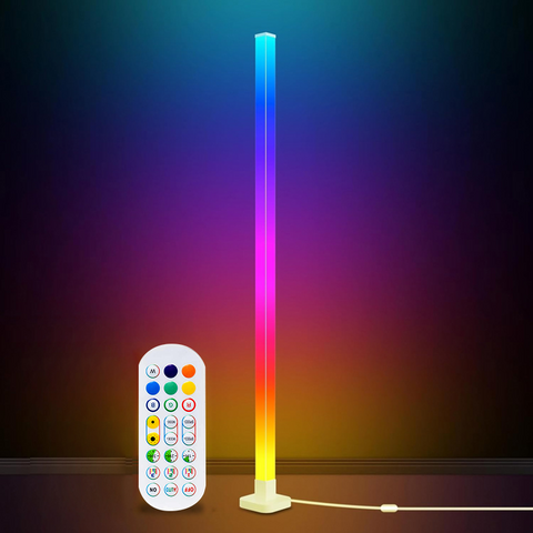 Lámpara de Pie LED Inteligente RGB+IC Moderna con 16 Millones de Colores Cambiantes DIY, Luz Blanca Fría para Dormitorio, Sala de Estar, Estudio - Iluminación LED Decorativa para Interiores for sale at factory direct price