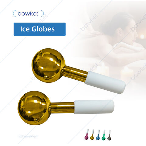BOWKET Rotierender Gesichtsroller für Hautpflege und Schönheit, Kühlkugeln, Kryo-Massageball, Mini-Eisglobes aus Edelstahl für Gesichtsbehandlungen