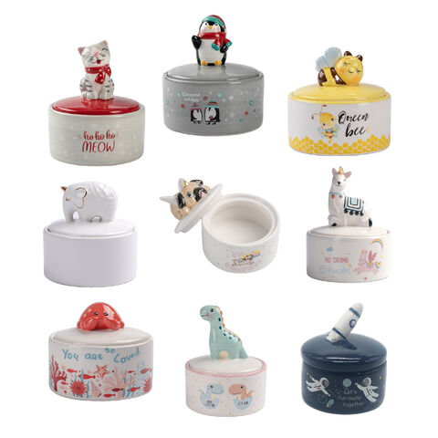 Caja de baratijas con forma de animal 3D personalizada en cualquier forma, tamaño y color, Bandeja de joyería de porcelana, caja de vidrio con tapa