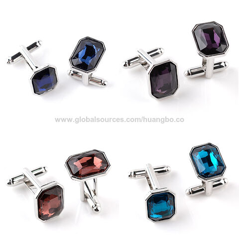 Creative cufflinks Novel colorful glass diamond cufflinks cuff nails Fashion atmosphere men's suit shirt accessories