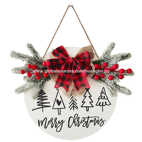Christmas holiday decorations Christmas gloves door hanging round welcome sign Christmas party wooden door hangings