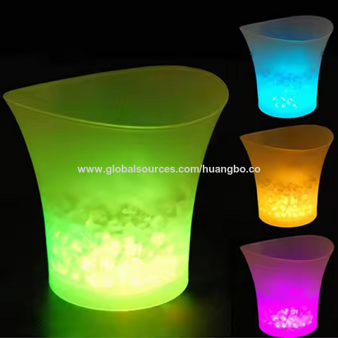 Cubo de Hielo LED de Plástico Impermeable para Bar, Discoteca, Iluminación para Champán, Whisky, Cerveza, Cubos para Fiestas