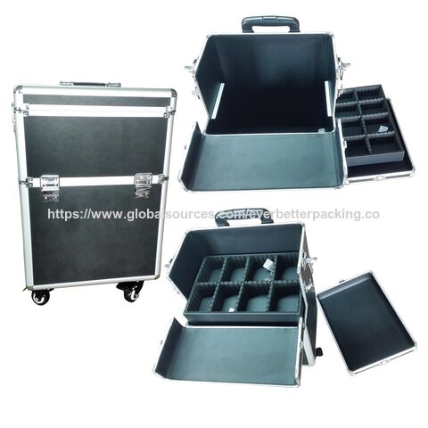 Mallette de Maquillage Professionnelle Personnalisée pour Salon avec Trolley et Organisateur à Roues Freinées, Trousse de Toilette, Mallette de Coiffure, Valise de Transport à Roulettes