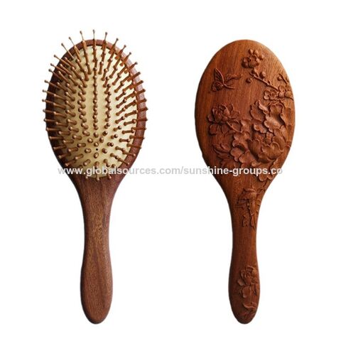 Cepillo de pelo de bambú 100% natural para mujer, herramientas de peinado personalizadas de fábrica, cepillo de masaje para el cabello