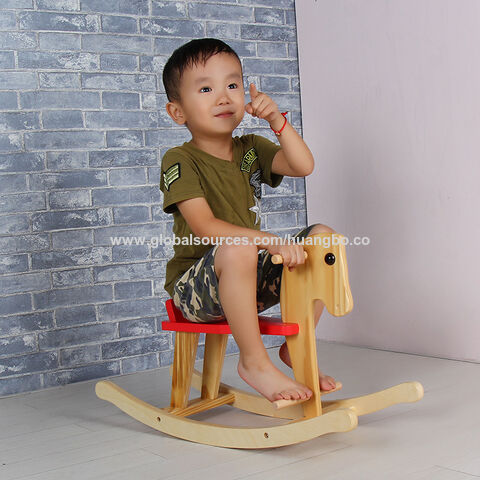 Caballo balancín infantil de madera para niños pequeños, juguete de madera para adultos, regalo de cumpleaños para bebés de un año, ideal para niños