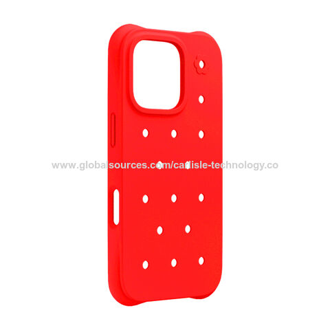 Funda de Teléfono de Silicona Suave con Agujeros y Adornos 3D de C-rocs, Accesorios Móviles para iPhone 16 Pro Max