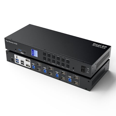 4 Port Dual Monitor Kvm Switch Kit Dp 4k60hz With Usb 3.0 Docking ...