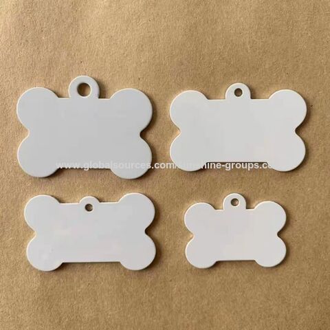 Plaque d'identification pour chien en métal avec revêtement de sublimation personnalisé, plaque en métal pour impression recto verso, étiquette pour animaux de compagnie, plaques d'identification pour chien de sublimation