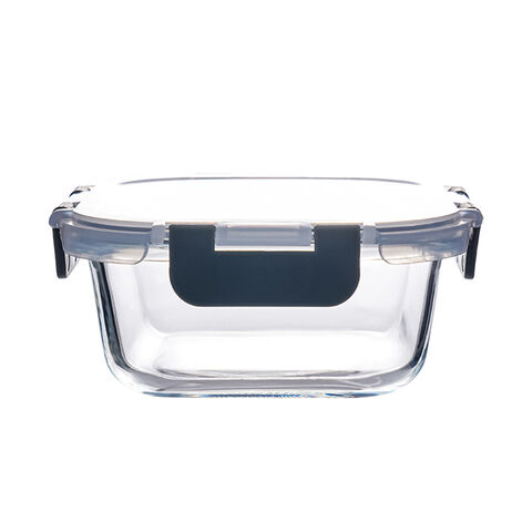 Marmita quadrada de vidro borossilicato alto com tampa de silicone PP à prova de vazamentos - Recipiente para alimentos for sale at factory direct price