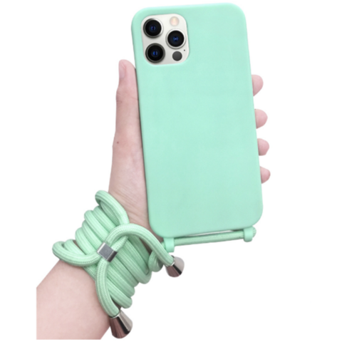 Heißer Großhandel OEM billige Silikon verdickte einfache Lanyard Apple Handyhülle