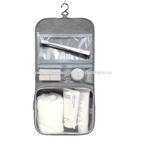 Tas Kosmetik Travel Anti Air Kapasitas Besar Desain Gantung, Tas Perlengkapan Mandi Penyimpanan Poliester Portabel Tas Makeup Wanita Grosir