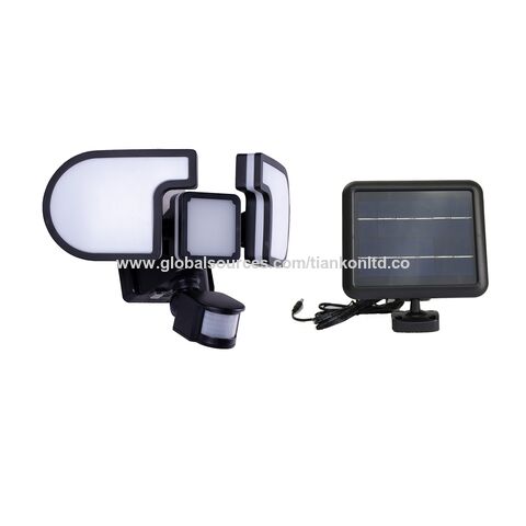 Solarleuchte mit Bewegungsmelder, Solar-Sicherheitsleuchte, Weitwinkel 3-Kopf LED-Strahler, Solar-Wandleuchte 1500lm