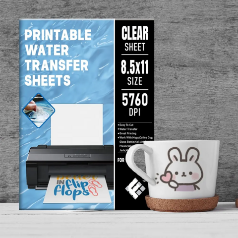 Papel de Transferência de Calor Personalizado, Venda Quente, Base Deslizante Fanyi, Papel de Transferência de Decalque de Água para Jato de Tinta Branco