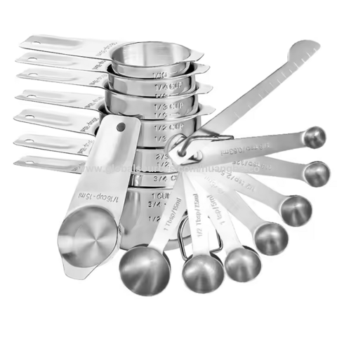 Conjunto de copos e colheres medidoras de aço inoxidável, ferramentas de medição de colher de chá para cozinhar e assar for sale at factory direct price