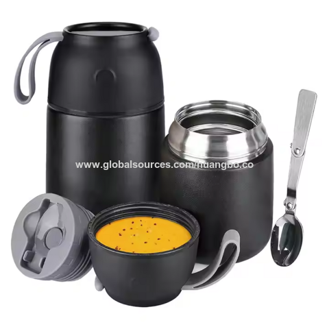 Boîte à déjeuner isotherme en acier inoxydable avec logo personnalisé, thermos alimentaire avec cuillère pliante pour enfants for sale at factory direct price