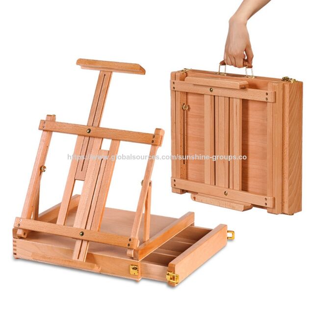 Adjustable Solid Beech Wood Tabletop Easel & Sketch Box Artist Easel ...