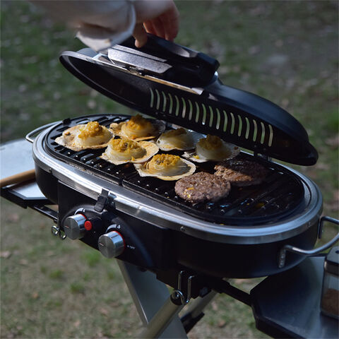 Parrillas de Gas Plegables para Camping y Barbacoa al Aire Libre, Tipo Maleta, Equipo de Cocina Negro para Camping