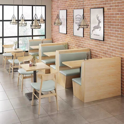 High Quality Wooden Coffee Shop Booth Seats, Fast Food Tabletop Dining ...