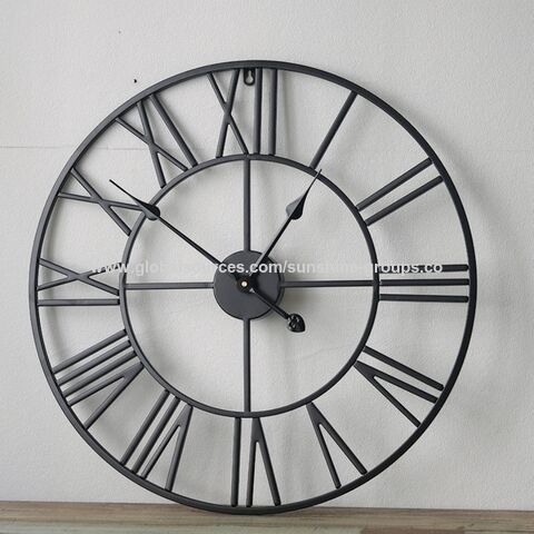 Reloj de Pared Metálico Rústico Moderno Infinity Time de 60 cm (24") - Diseño Industrial Art Déco con Números Romanos Vintage de Gran Tamaño for sale at factory direct price