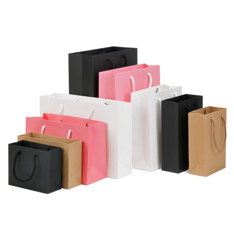 Sacs en papier kraft pour vente au détail, couleur unie, sacs à main raffinés, sacs d'accompagnement, sacs cadeaux, stock disponible, impression de LOGO possible for sale at factory direct price
