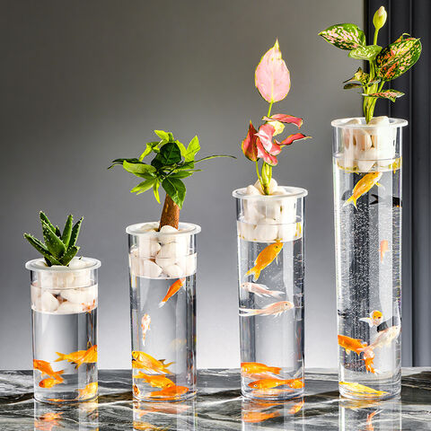 Petit aquarium transparent pour décoration de table, aménagement paysager, vase décoratif tubulaire droit, plastique incassable for sale at factory direct price