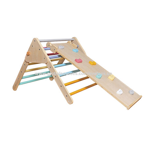 Gimnasio de Jungla Interior para Bebés, Set de Escalada Montessori, Escalera Triangular de Madera para Niños Pequeños W01F021 - Ideal para Desarrollo Infantil