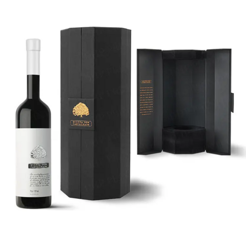 Cajas de embalaje de lujo a medida en cartón rígido negro mate para licores, juegos de botellas de champán, whisky, vino tinto, vidrio, caja de regalo de papel for sale at factory direct price