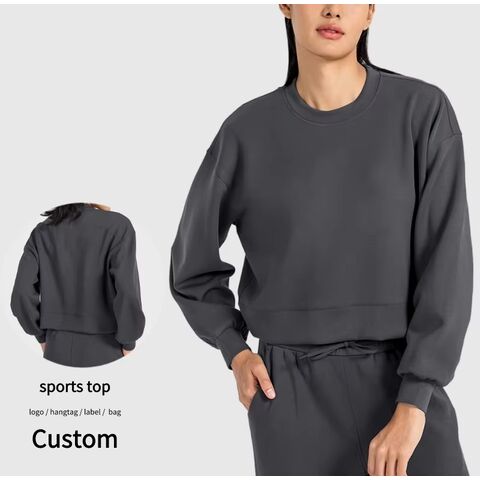 DAW015 Nueva Capa de Aire Casual Pullovers Deportivos Mujer Manga Larga Ropa Holgada de Entrenamiento Athleisure Transpirable Gimnasio Sudaderas Activas